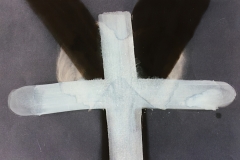 Fork – cross – circle, 1991, chalk, soot, 50 x 75 cm